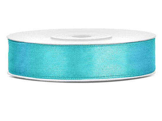 Turquoise satijn lint 1.2 cm breed
