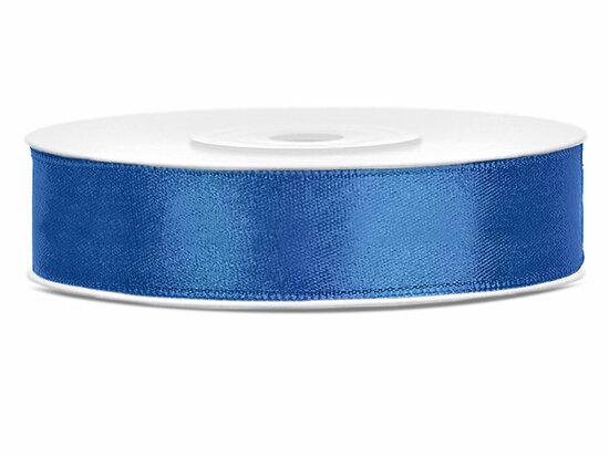 Blauw satijn lint 1.2 cm breed