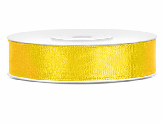 Geel satijn lint 1.2 cm breed