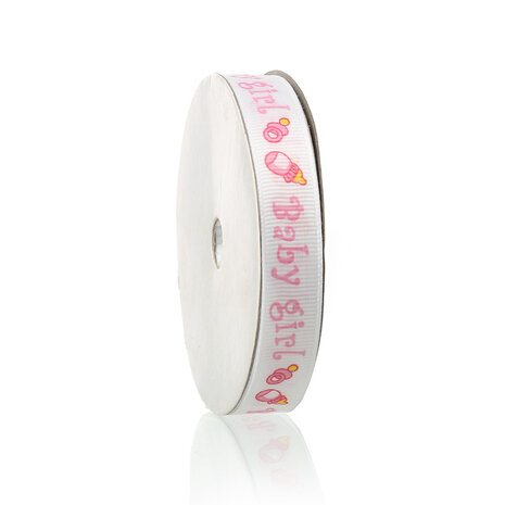 Grosgrain lint Baby girl met speentje en flesje 15 mm