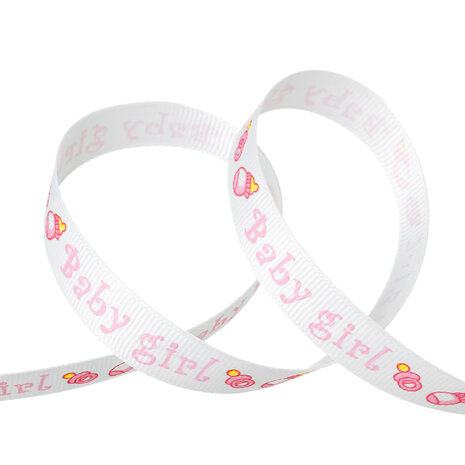 Grosgrain lint Baby girl met speentje en flesje 15 mm