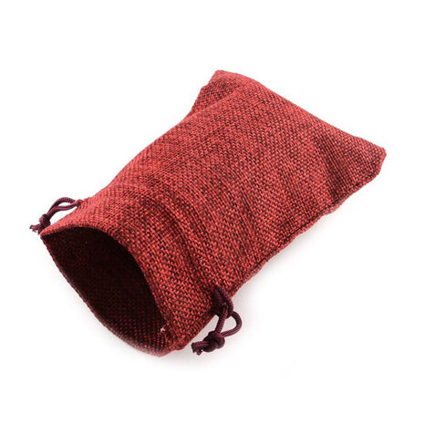 Jute look zakje bordeaux rood 7 x 9 cm