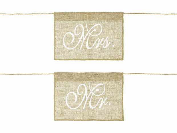 Jute stoel banner mr & mrs