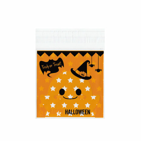 cellofaan zakjes halloween oranje met sterretjes 10 stuks